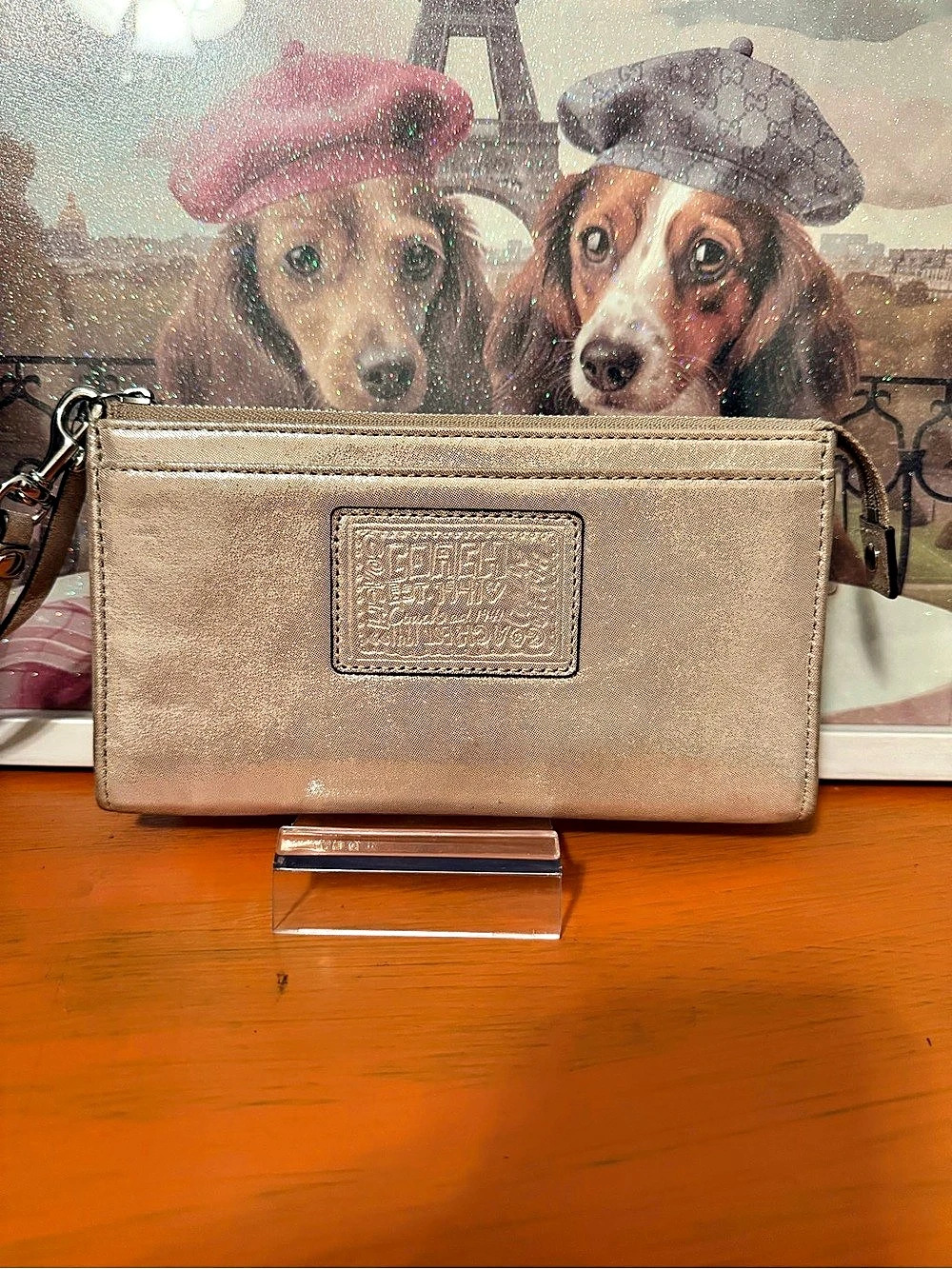 Coach Poppy Metallic Champagne Wristlet